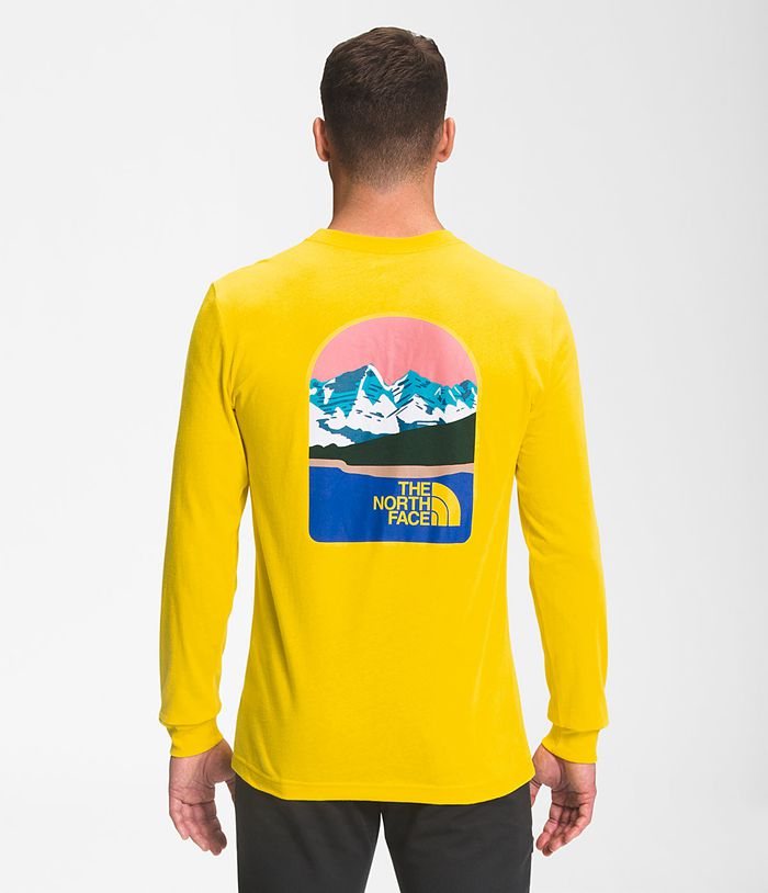 The North Face T-Shirts Long Sleeve Parks Yellow - Mens - Thailand FNAVC-8936